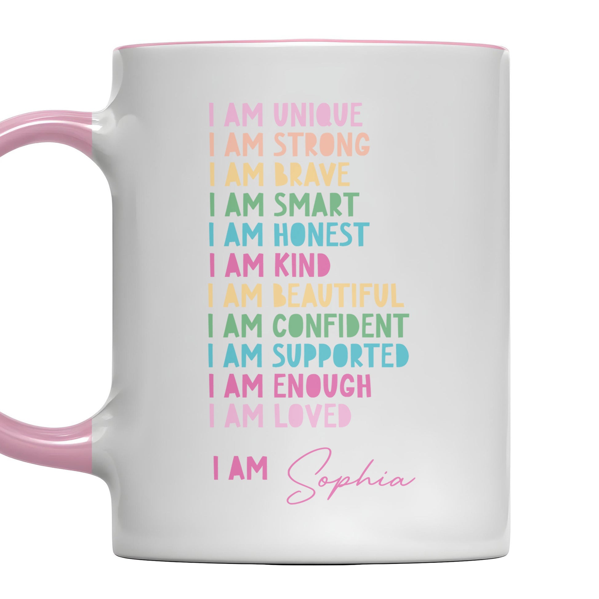 I Am Unique, I Am Strong, Inspirational Words Accent Mug