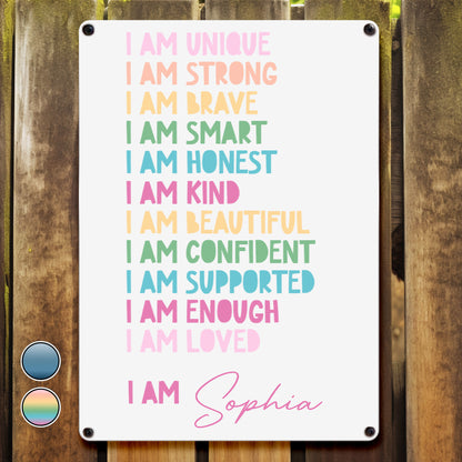 I Am Unique, I Am Strong, Positive Affirmations Sign
