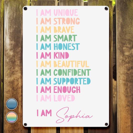 I Am Unique, I Am Strong, Positive Affirmations Sign