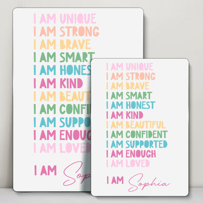 I Am Unique, I Am Strong, Positive Affirmations Sign