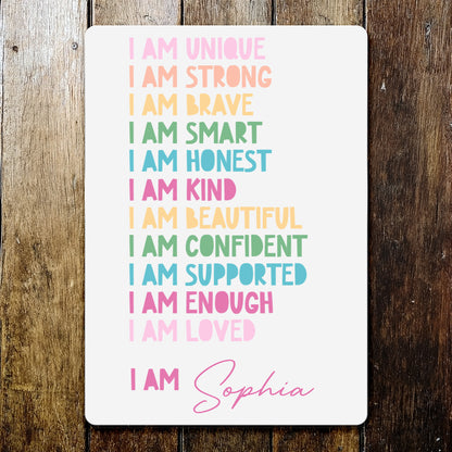 I Am Unique, I Am Strong, Positive Affirmations Sign