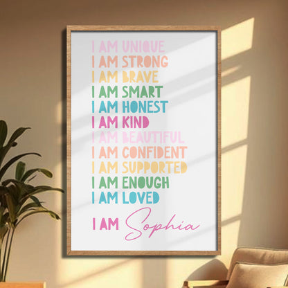 I Am Unique, I Am Strong, Inspirational Words Poster