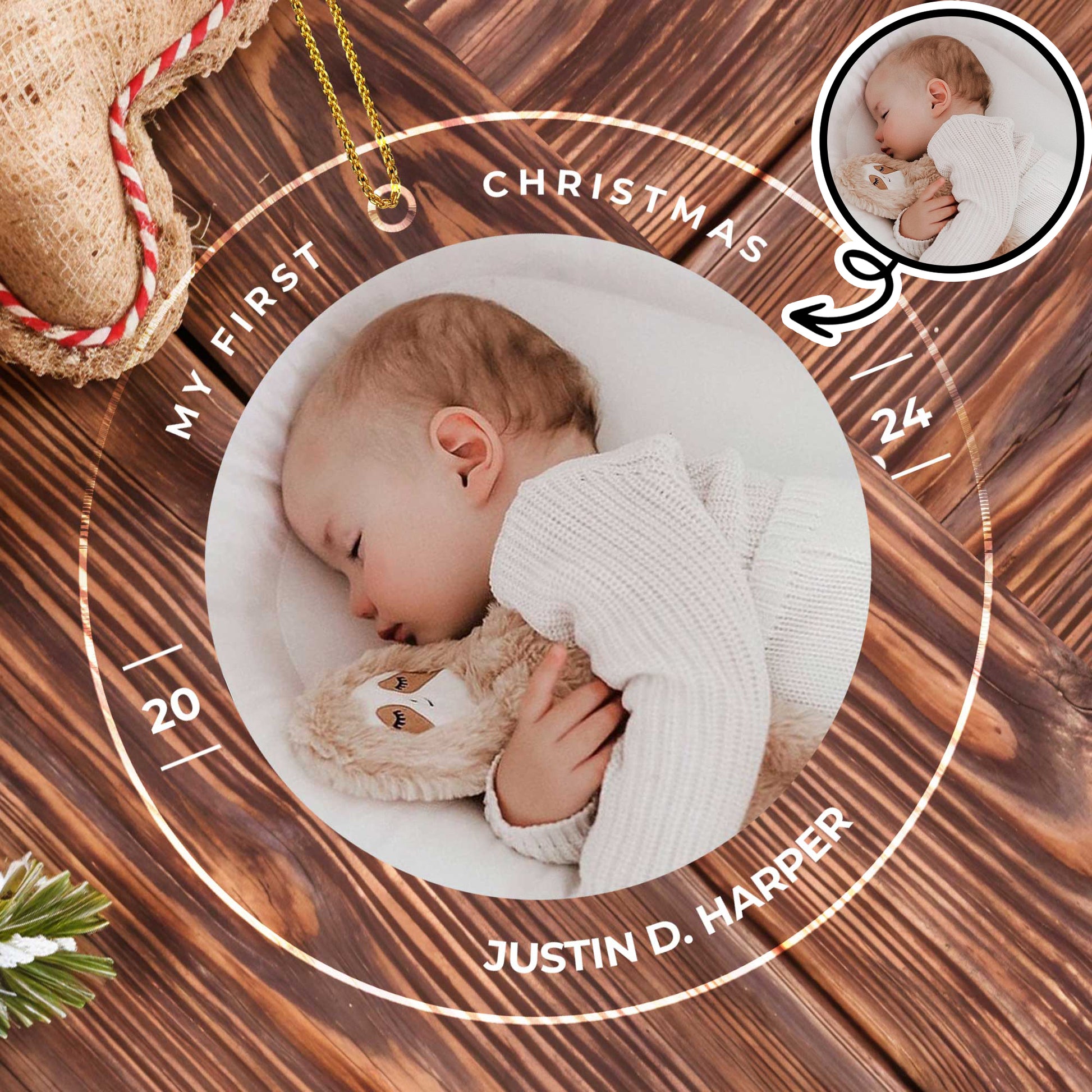 My First Christmas Baby And Teddy Bear Ornament