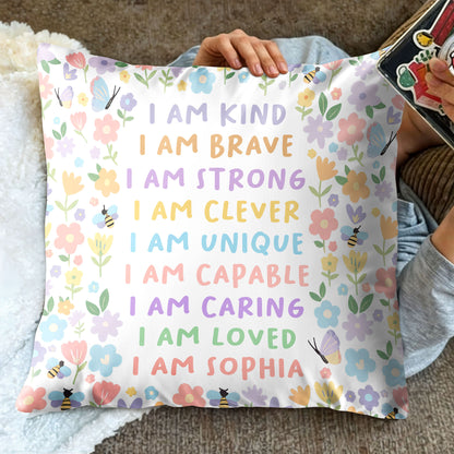 I Am Kind, I Am Brave, Inspiring Affirmations With Flowers, Bees, Butterfly