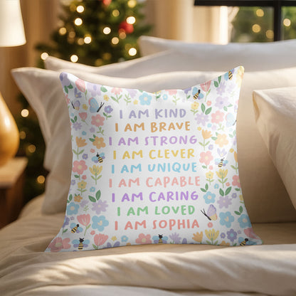 I Am Kind, I Am Brave, Inspiring Affirmations With Flowers, Bees, Butterfly