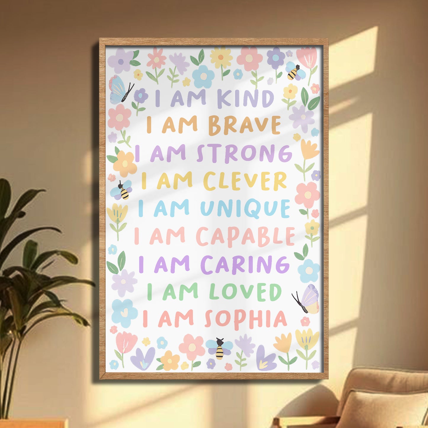 I Am Kind, I Am Brave, I Am Strong, Positive Affirmation Poster