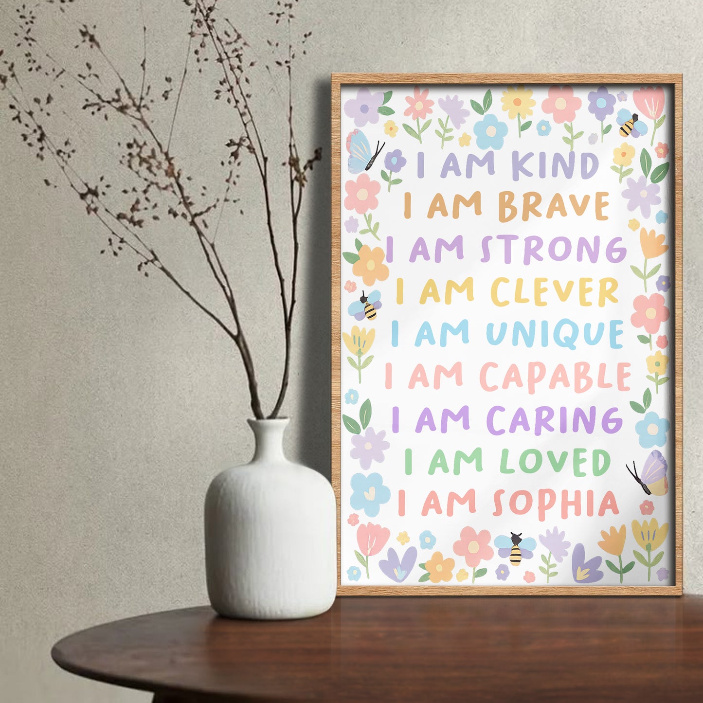 I Am Kind, I Am Brave, I Am Strong, Positive Affirmation Poster