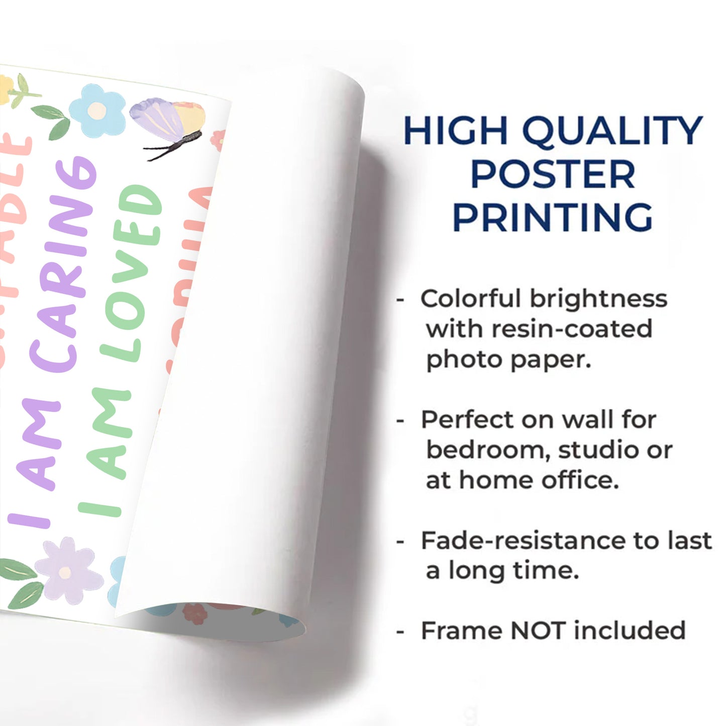 I Am Kind, I Am Brave, I Am Strong, Positive Affirmation Poster