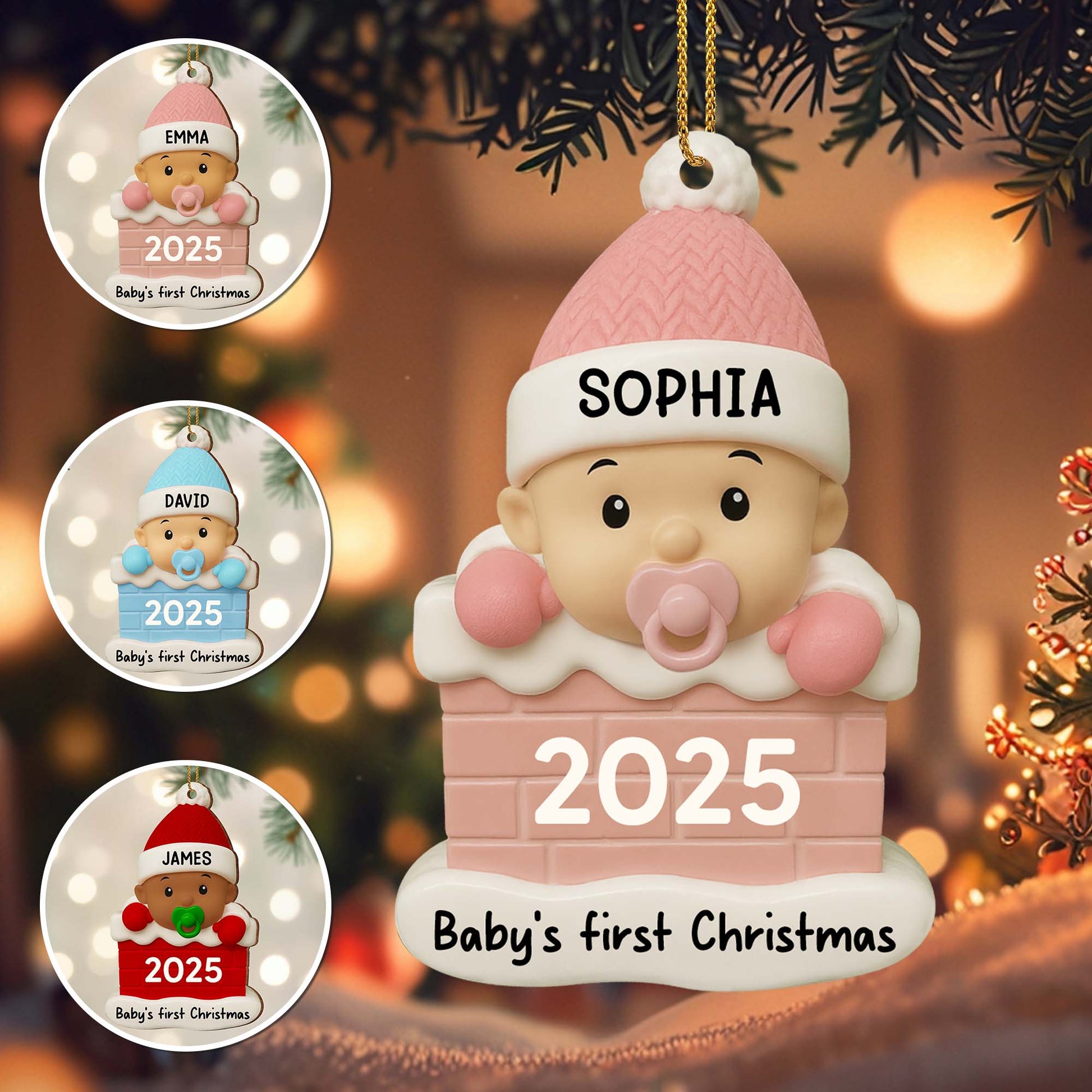 Baby's First Christmas With Cute Baby And Pacifier