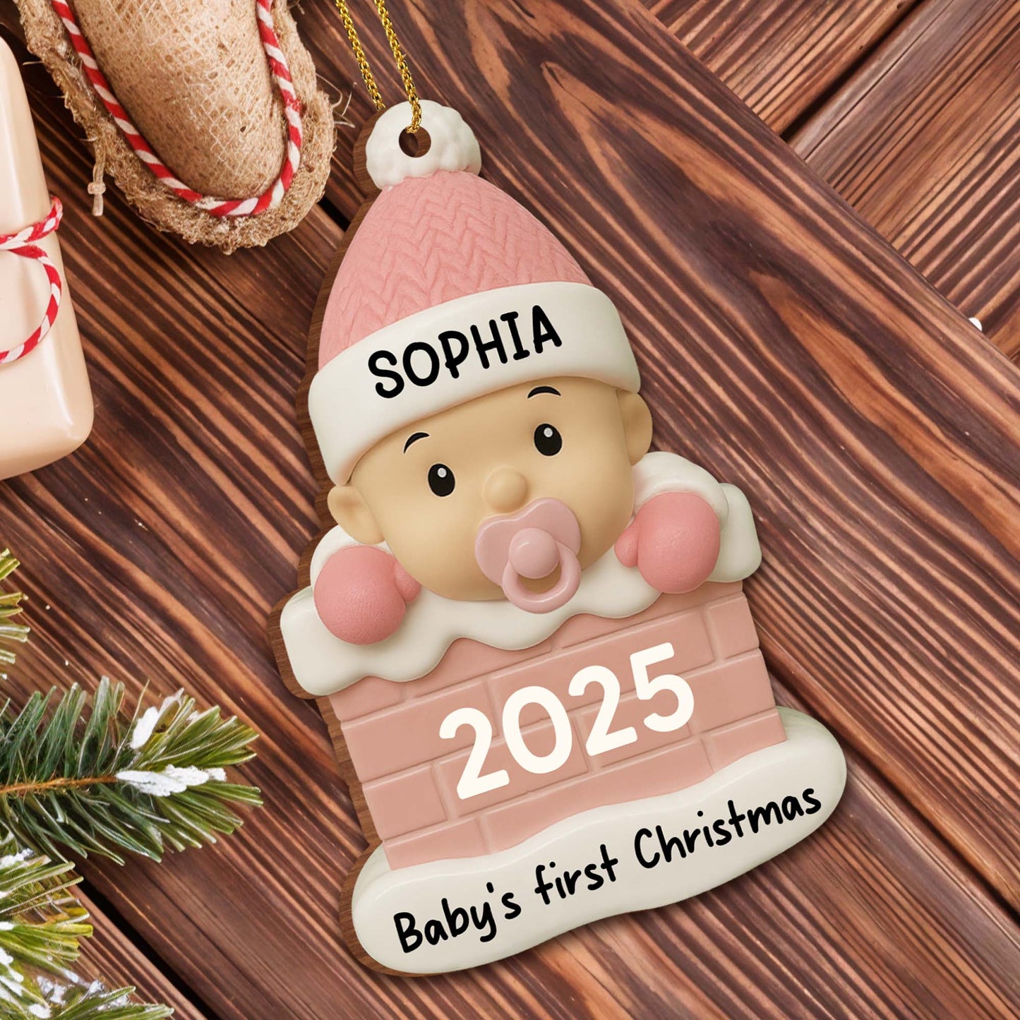 Baby's First Christmas With Cute Baby And Pacifier