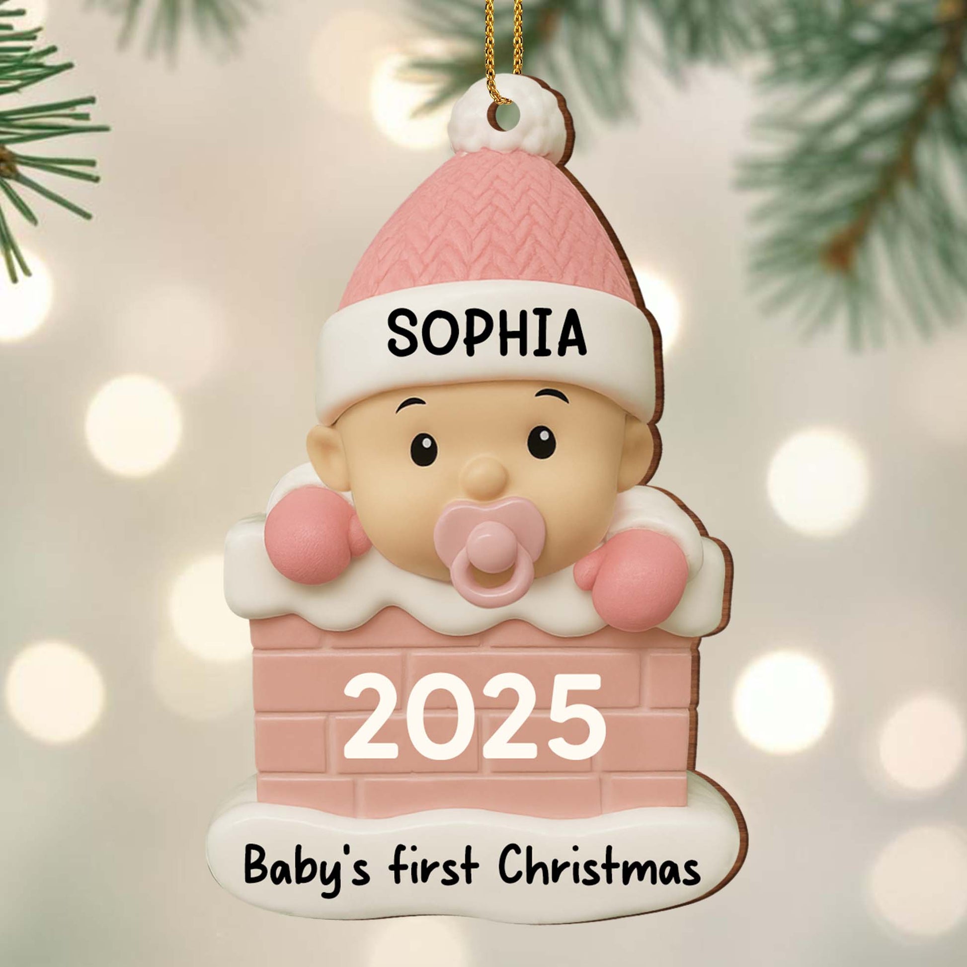 Baby's First Christmas With Cute Baby And Pacifier