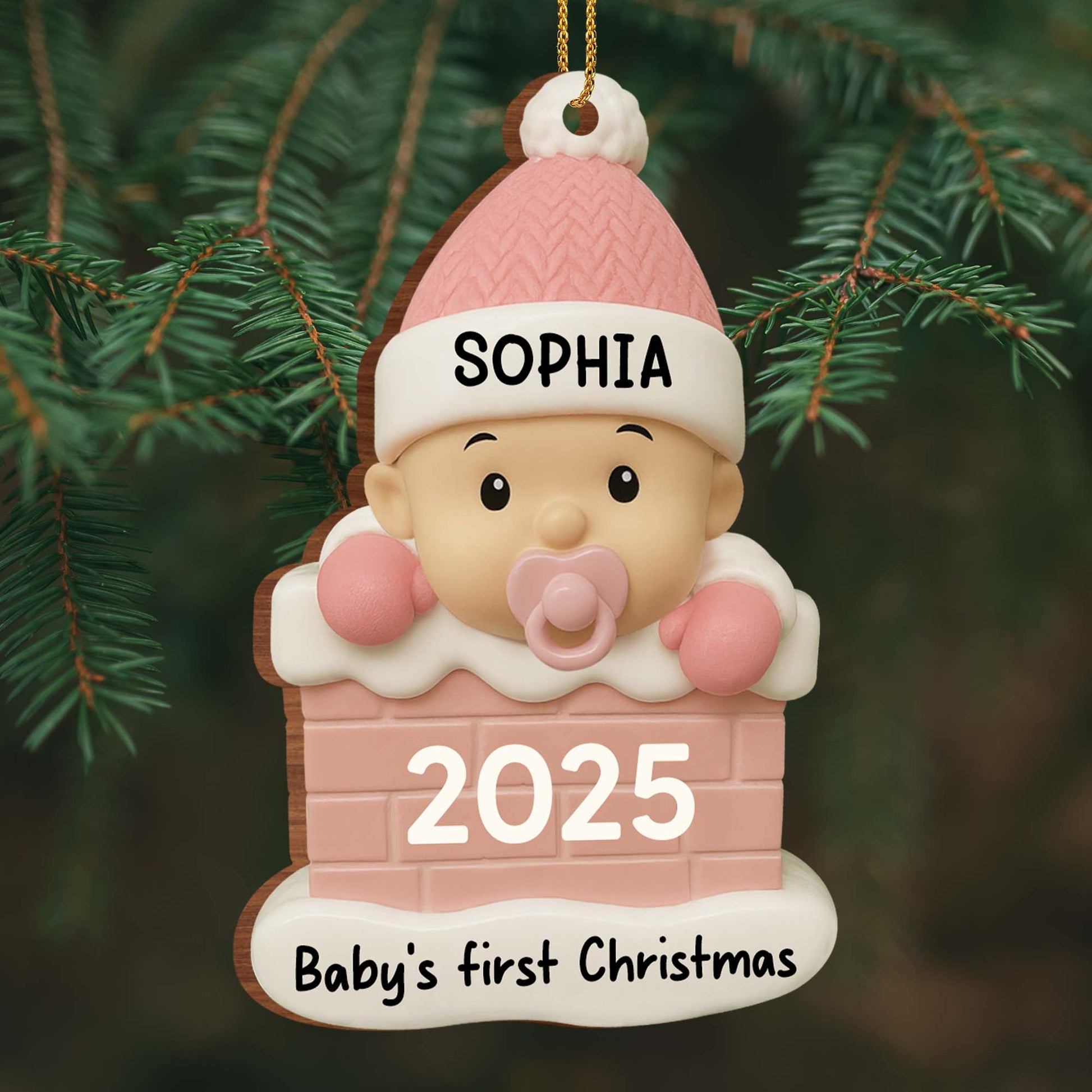 Baby's First Christmas With Cute Baby And Pacifier