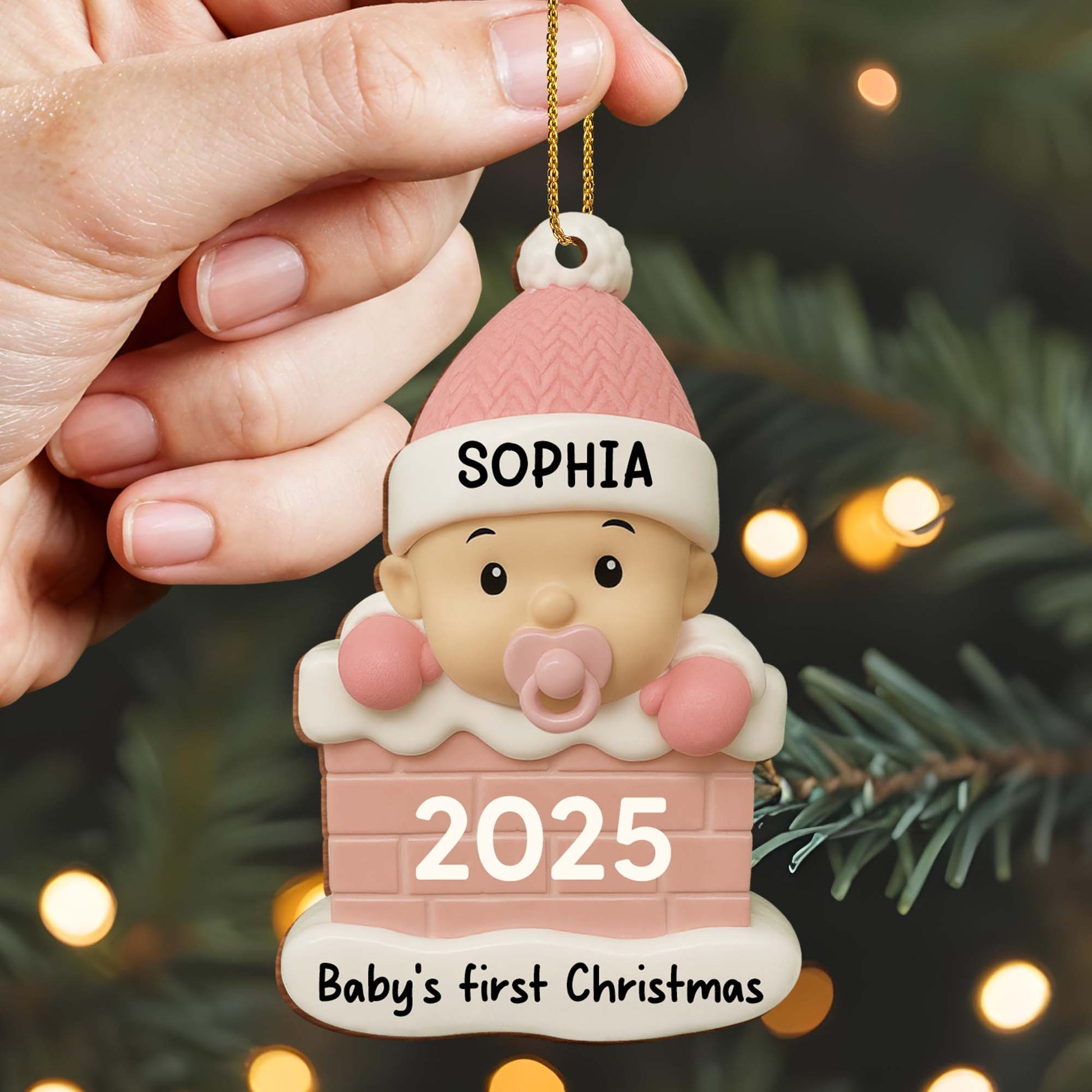 Baby's First Christmas With Cute Baby And Pacifier
