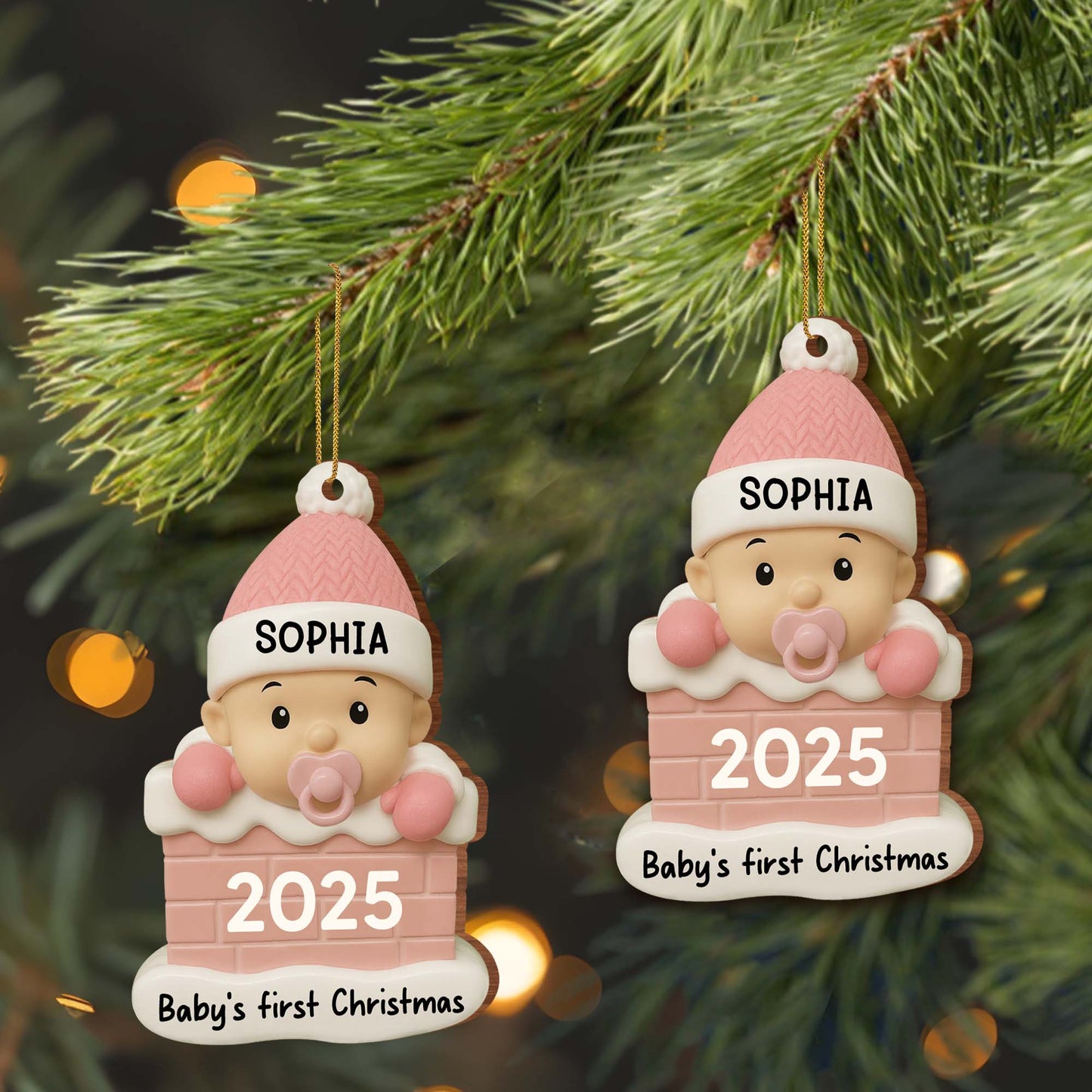 Baby's First Christmas With Cute Baby And Pacifier