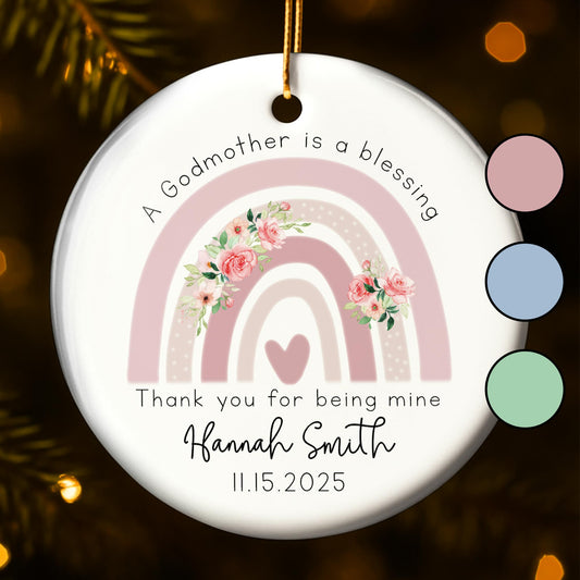 A Godmother Is A Blessing, Rainbow And Flowers Design