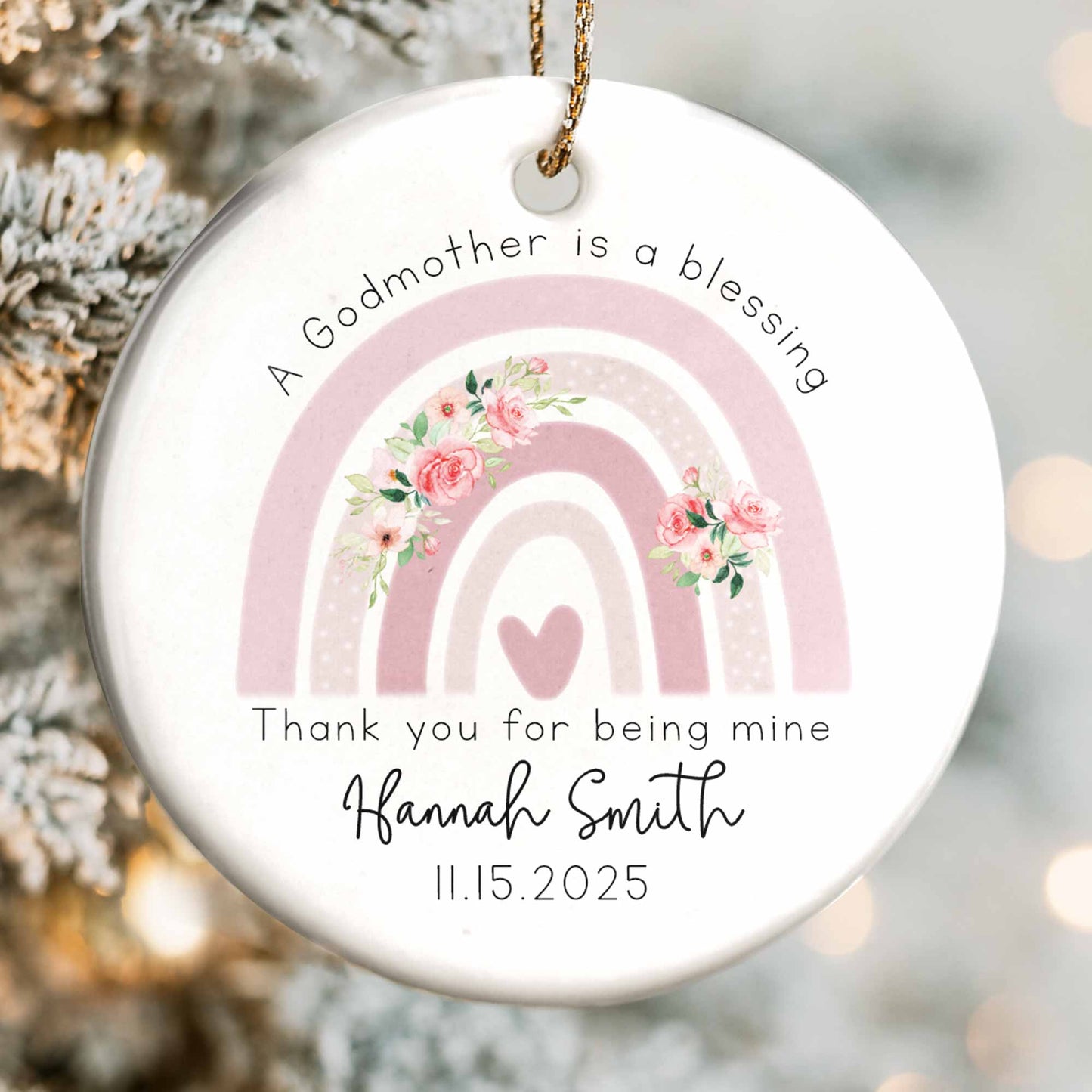 A Godmother Is A Blessing, Rainbow And Flowers Design