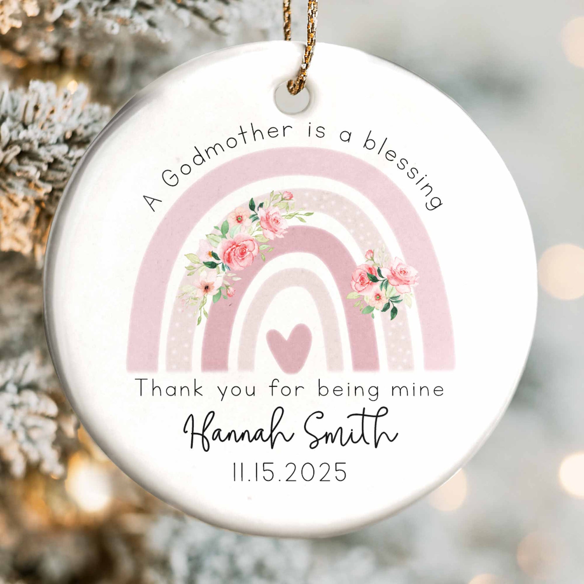 A Godmother Is A Blessing, Rainbow And Flowers Design