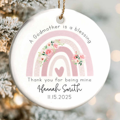 A Godmother Is A Blessing, Rainbow And Flowers Design