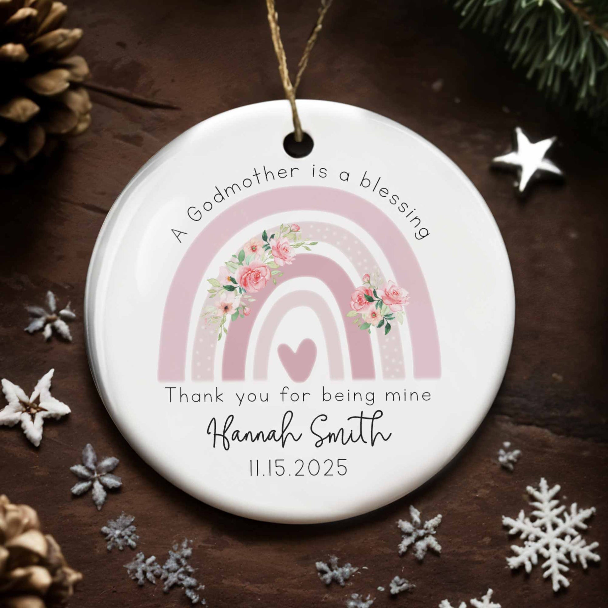 A Godmother Is A Blessing, Rainbow And Flowers Design