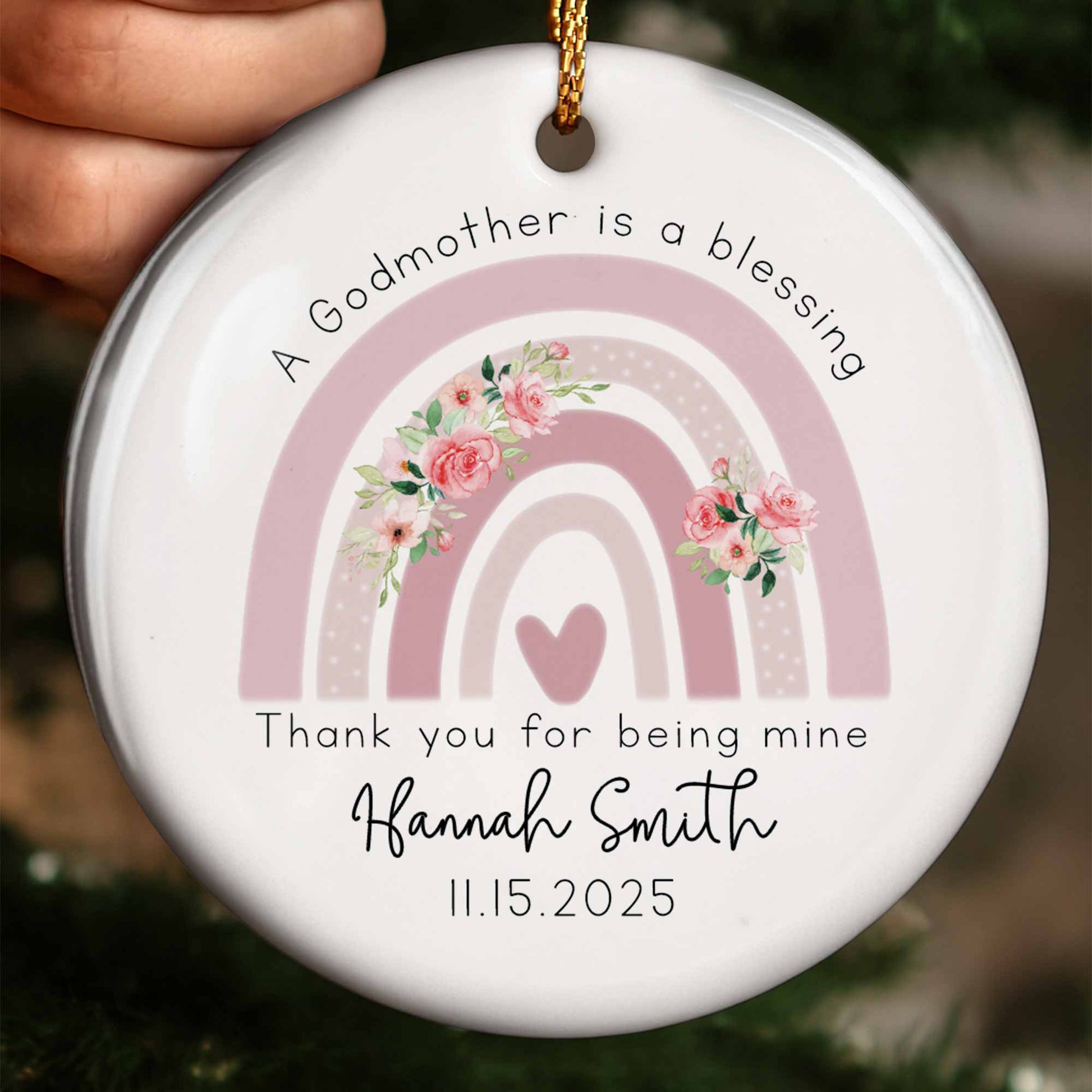 A Godmother Is A Blessing, Rainbow And Flowers Design