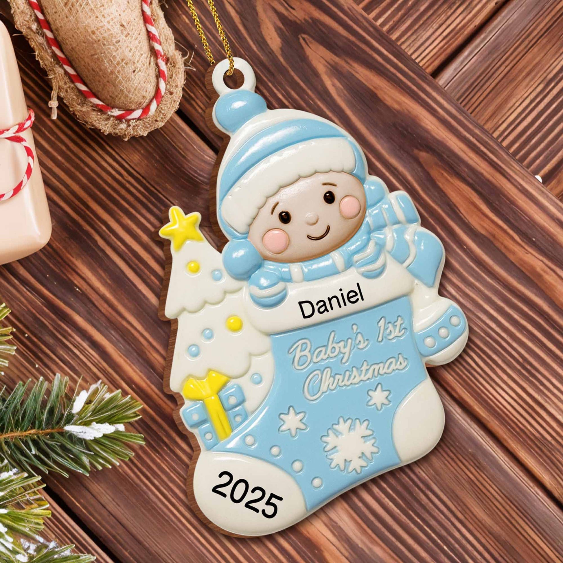 Baby's 1st Christmas, Tree and Snowflakes Ornament