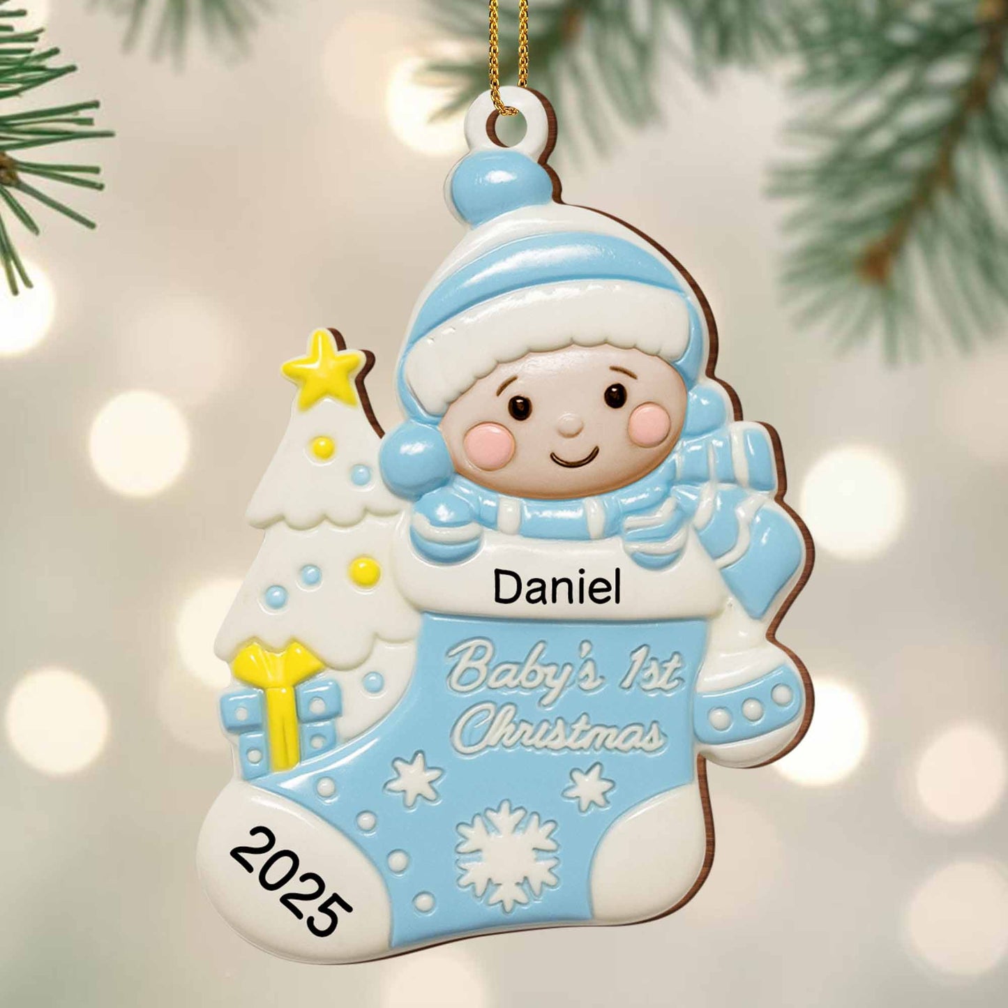Baby's 1st Christmas, Tree and Snowflakes Ornament