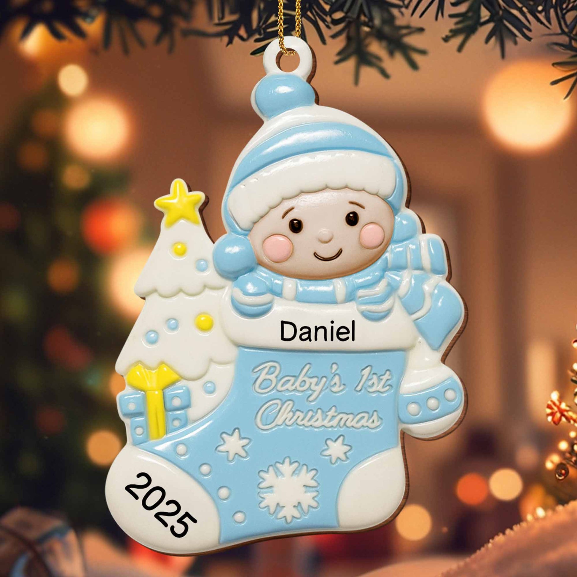 Baby's 1st Christmas, Tree and Snowflakes Ornament