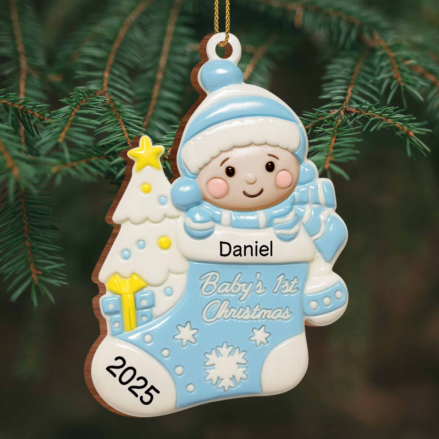 Baby's 1st Christmas, Tree and Snowflakes Ornament
