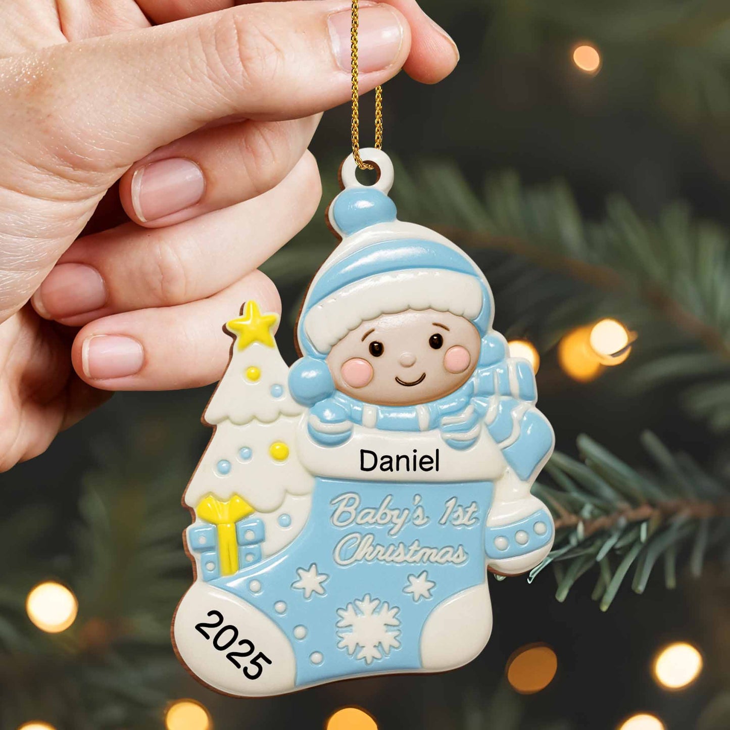 Baby's 1st Christmas, Tree and Snowflakes Ornament