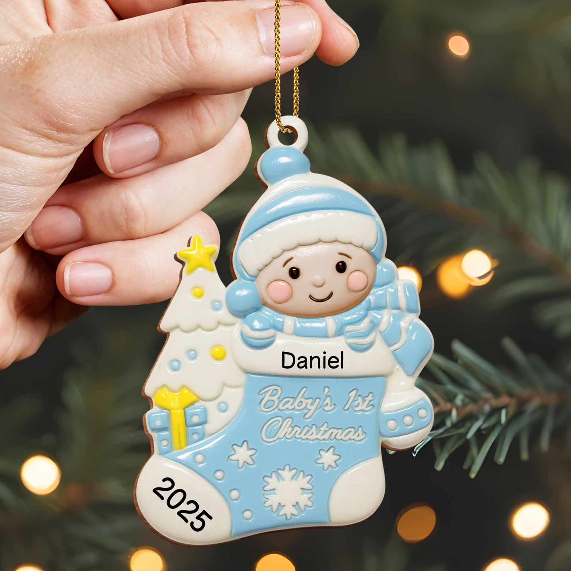 Baby's 1st Christmas, Tree and Snowflakes Ornament