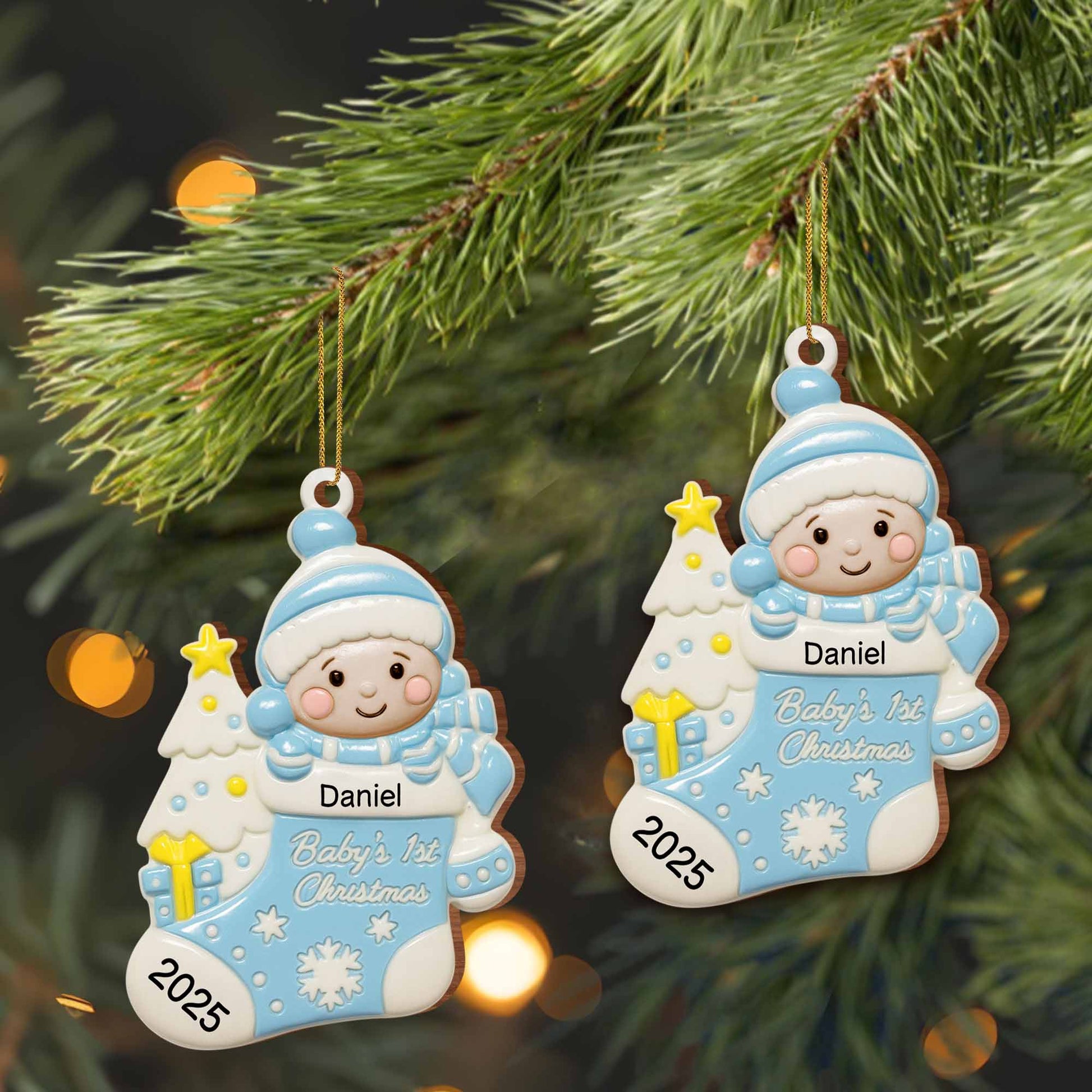 Baby's 1st Christmas, Tree and Snowflakes Ornament