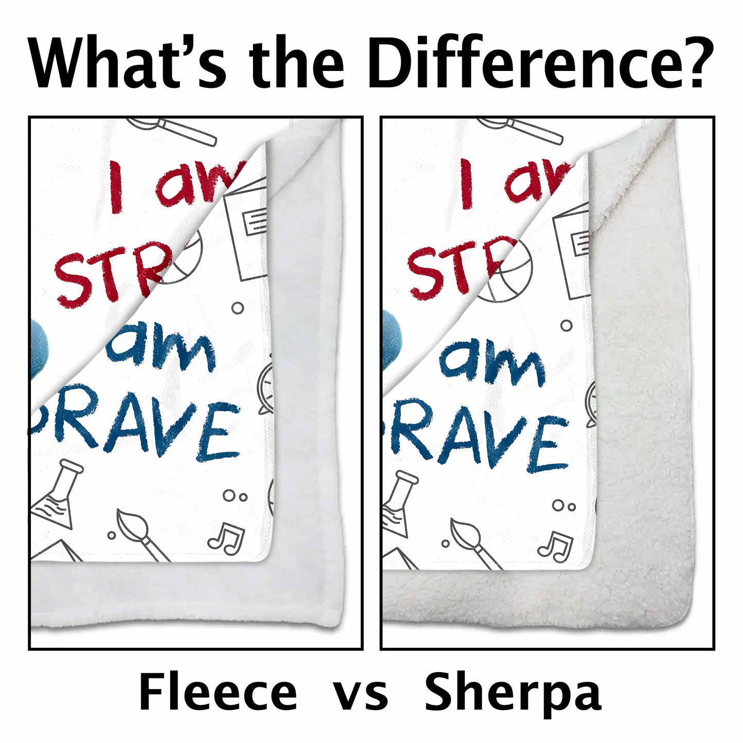 I Am Strong, Brave And Unique, Cartoon Girl Blanket