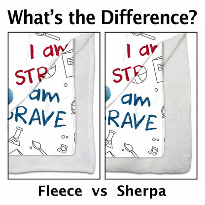 I Am Strong, Brave And Unique, Cartoon Girl Blanket