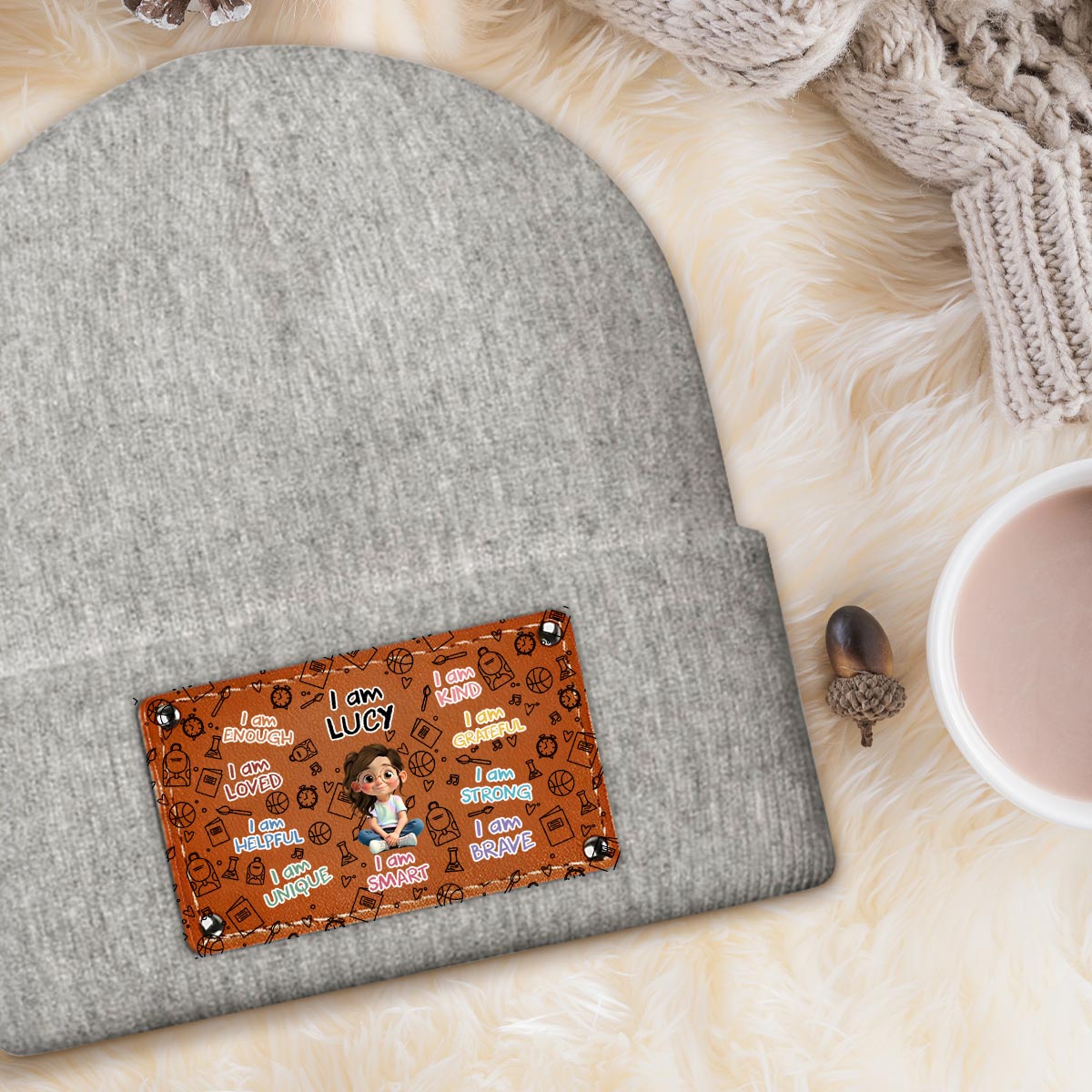 I Am Loved, I Am Enough, Empowering Positive Affirmations - Personalized Custom Beanie - KID243_BNIE