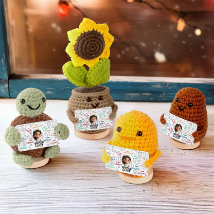 I Am Loved I Am Enough Brave Unique Sunflower - Crochet Doll With Custom Card - KID243_CDOLL