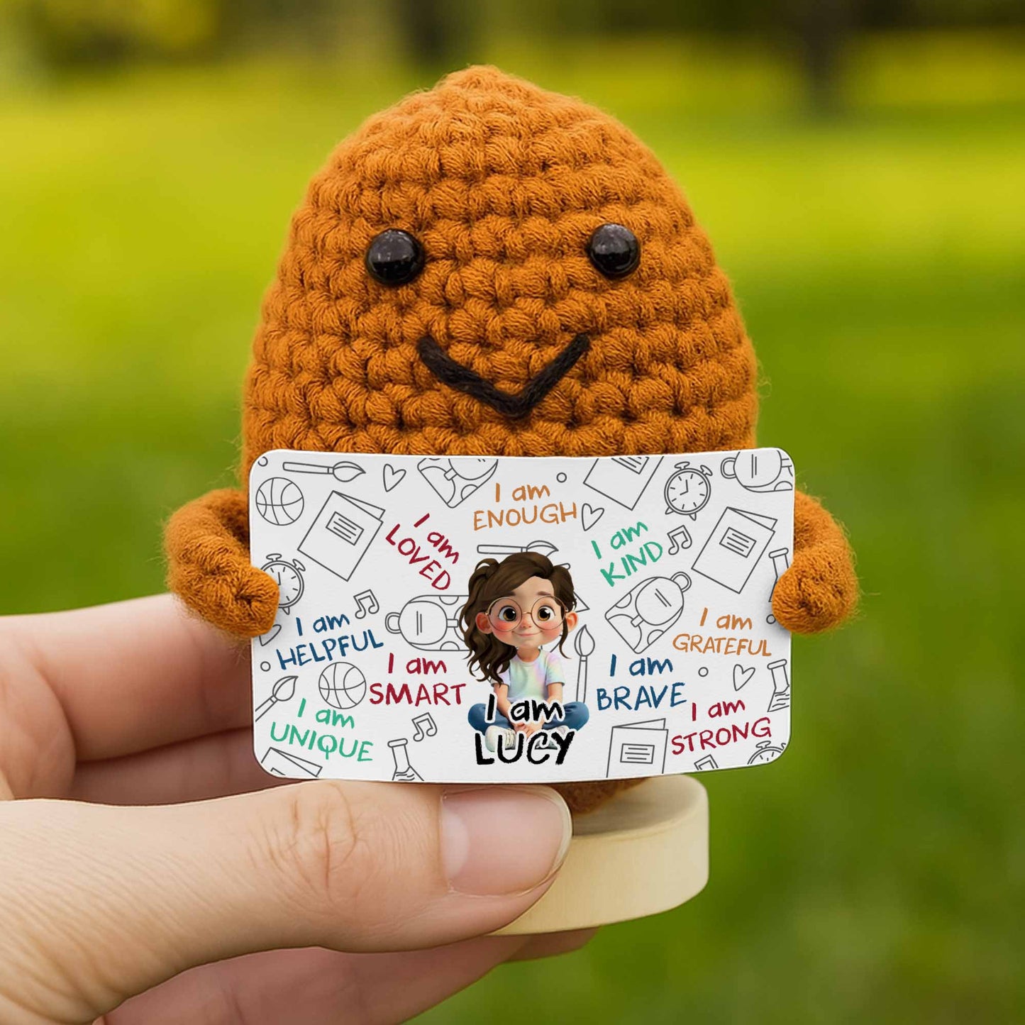 I Am Loved I Am Enough Brave Unique Sunflower - Crochet Doll With Custom Card - KID243_CDOLL