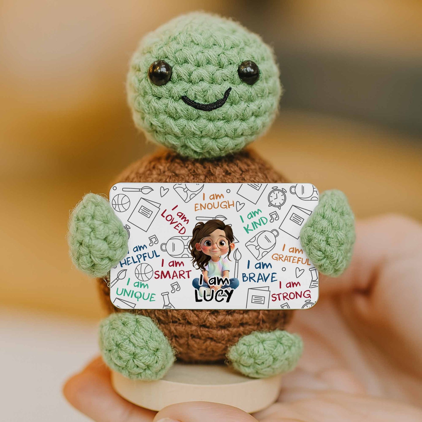 I Am Loved I Am Enough Brave Unique Sunflower - Crochet Doll With Custom Card - KID243_CDOLL