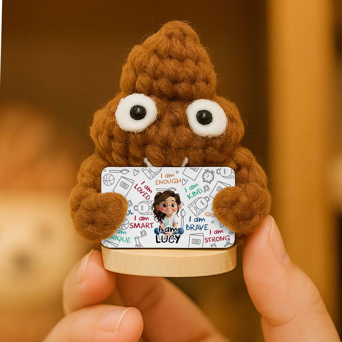 I Am Loved I Am Enough Brave Unique Sunflower - Crochet Doll With Custom Card - KID243_CDOLL