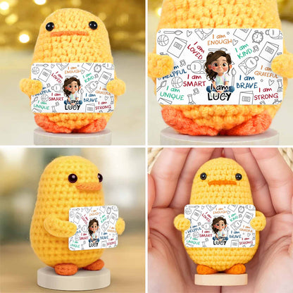 I Am Loved I Am Enough Brave Unique Sunflower - Crochet Doll With Custom Card - KID243_CDOLL