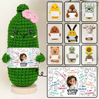 I Am Loved I Am Enough Brave Unique Sunflower - Crochet Doll With Custom Card - KID243_CDOLL