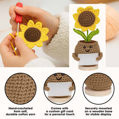 I Am Loved I Am Enough Brave Unique Sunflower - Crochet Doll With Custom Card - KID243_CDOLL