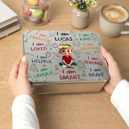 I Am Enough Positive Affirmations Girl With School Supplies