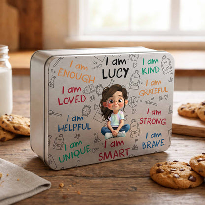 I Am Enough Positive Affirmations Girl With School Supplies