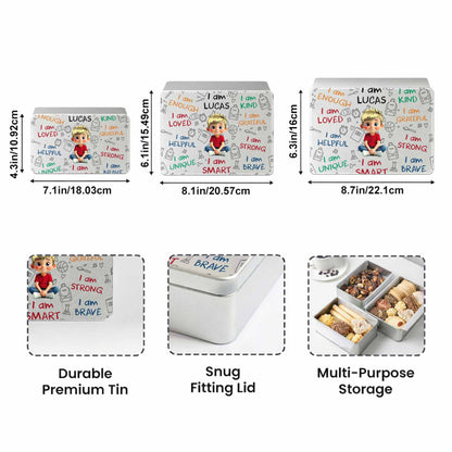 I Am Enough Positive Affirmations Girl With School Supplies