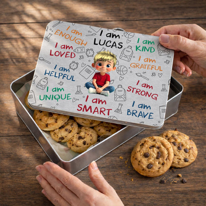 I Am Enough Positive Affirmations Girl With School Supplies