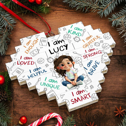 I Am Loved, I Am Kind, Encouragement Puzzle Ornament