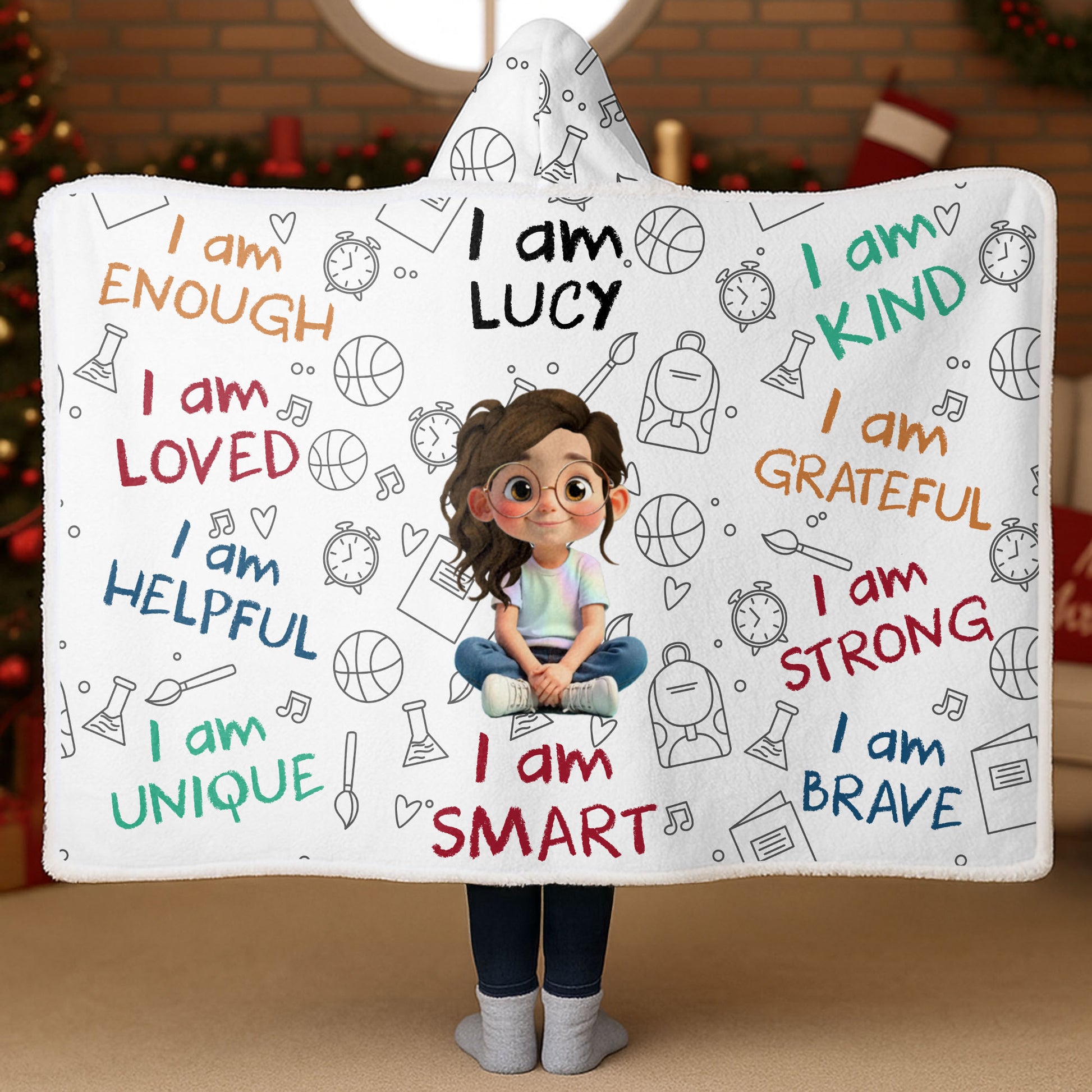 I Am Enough, I Am Loved, School Supplies Blanket
