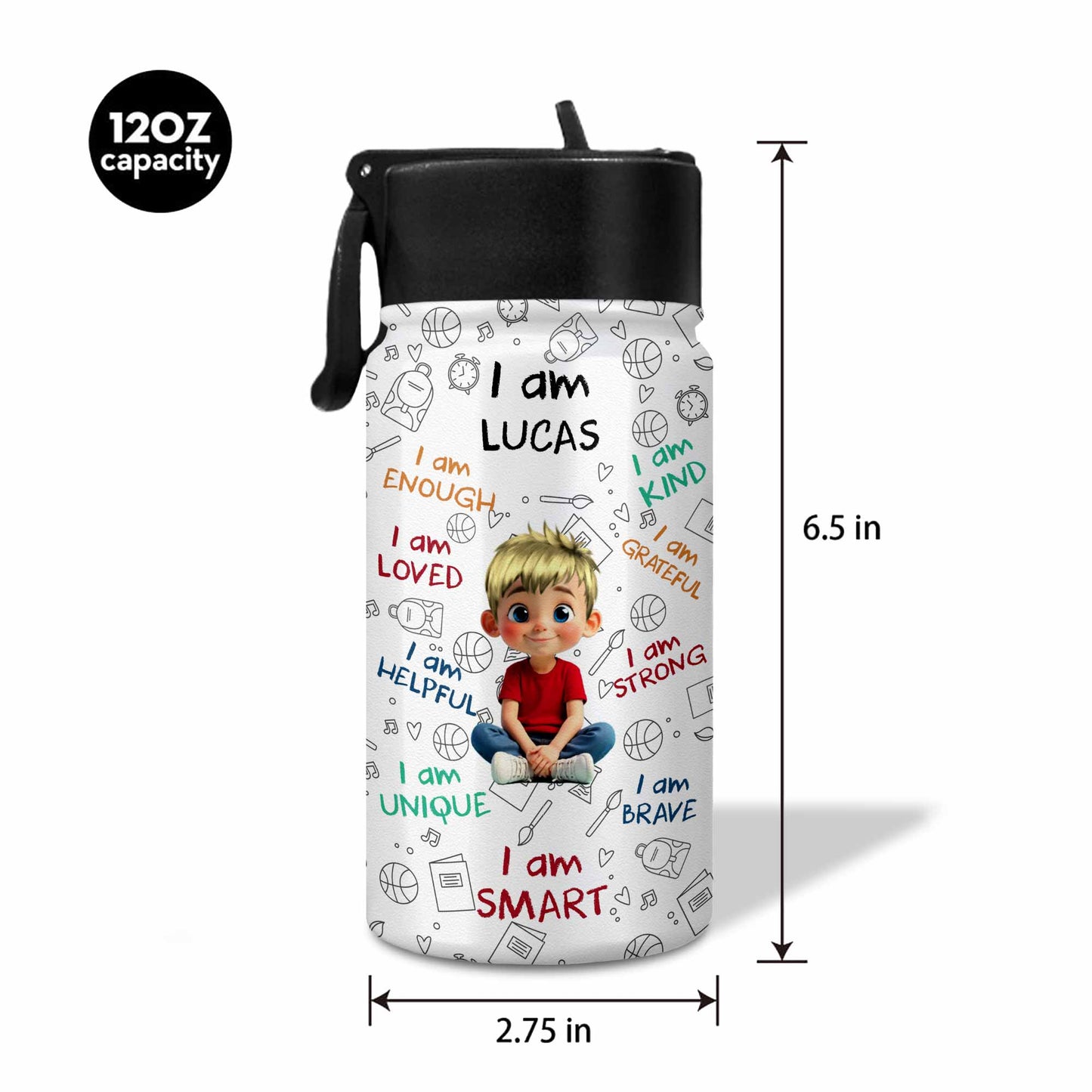 I Am Enough, I Am Loved, Cartoon Boy Affirmative Design