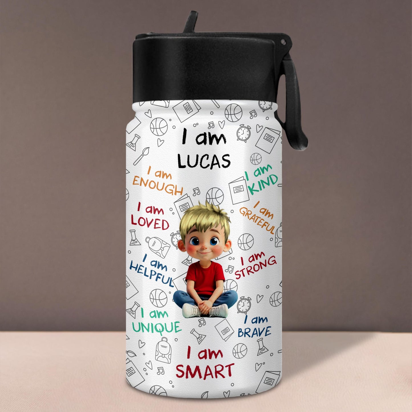 I Am Enough, I Am Loved, Cartoon Boy Affirmative Design