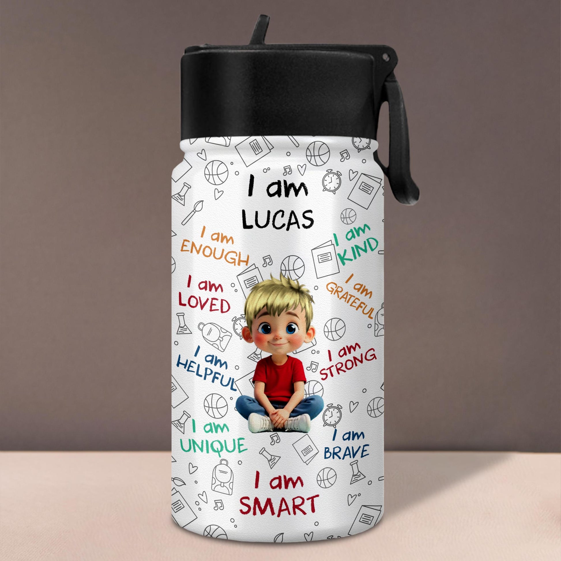 I Am Enough, I Am Loved, Cartoon Boy Affirmative Design